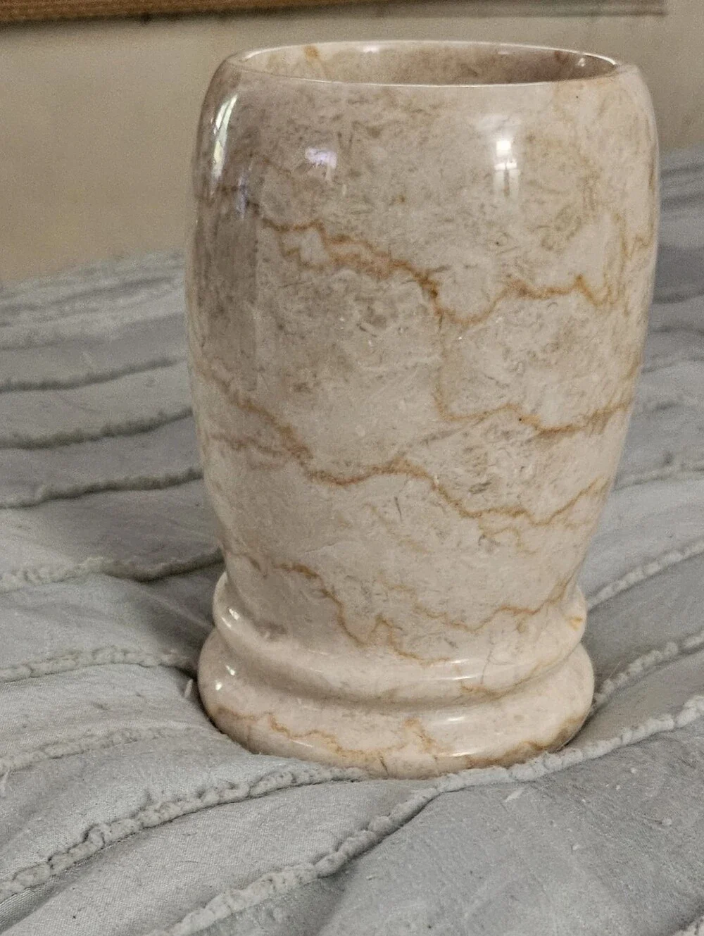Travertine Marble Finish Ceramic Tumbler in Cream and Beige